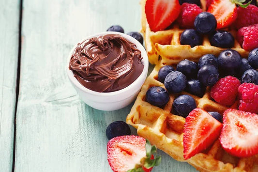 Waffles de chocolate con nutella
