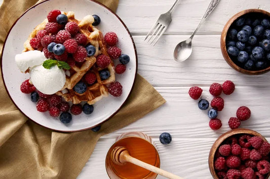 Waffles belgas clásicos con frutas