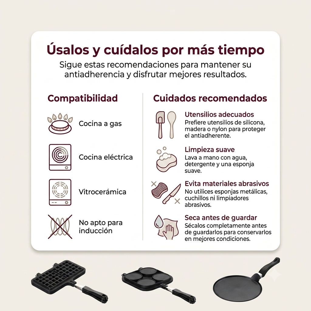 Set 3 Sartenes La Soluzione – Panqueques Franceses, Waffles Belgas y Pancakes Americanos