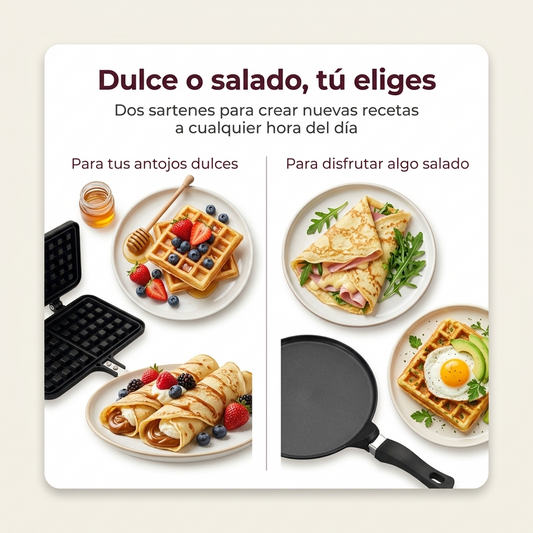 Set de Sartenes La Soluzione – Panqueques Franceses y Waffles Belgas Caseros