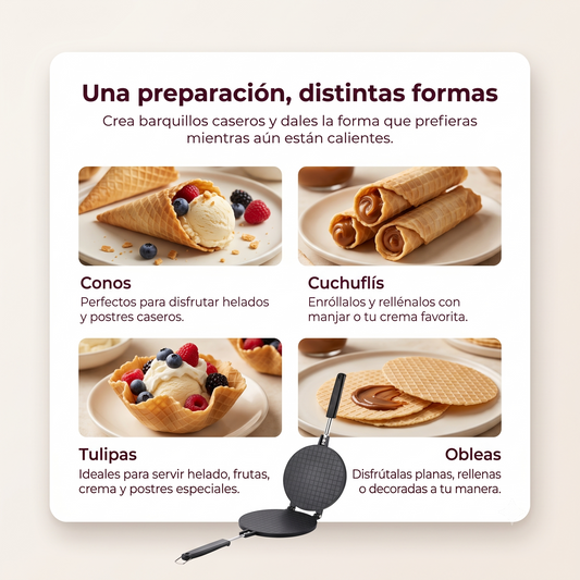 Sartén para Barquillos La Soluzione – Conos de Helado, Obleas y Tulipas