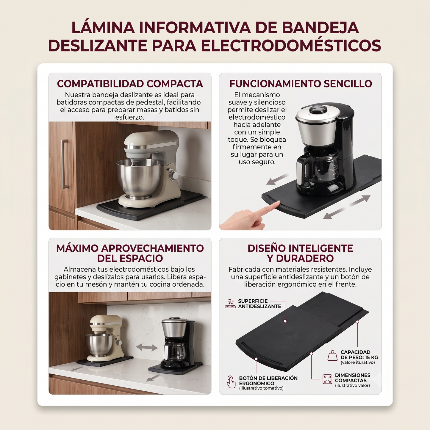 Bandeja Deslizante para Electrodomésticos La Soluzione – 22x30,5 cm