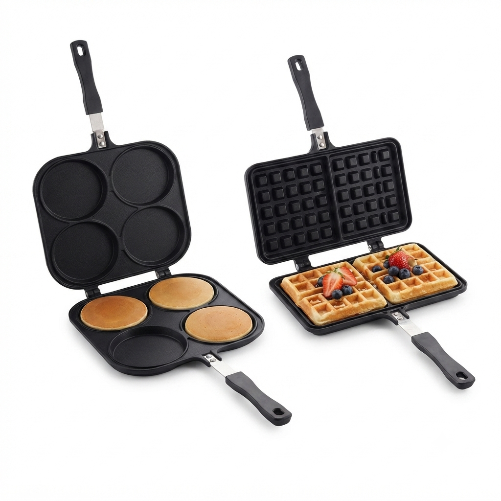 Set de Sartenes La Soluzione – Waffles Belgas y Pancakes Americanos