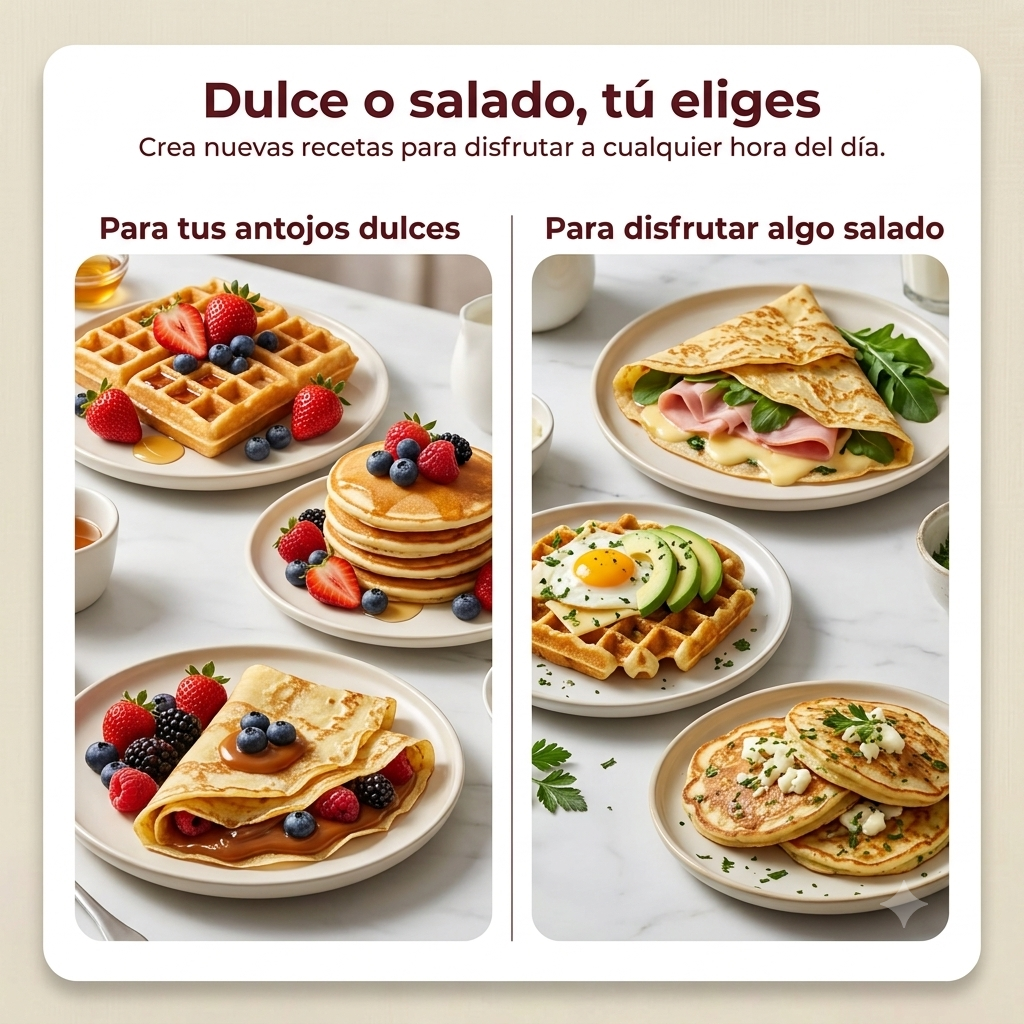 Set 3 Sartenes La Soluzione – Panqueques Franceses, Waffles Belgas y Pancakes Americanos