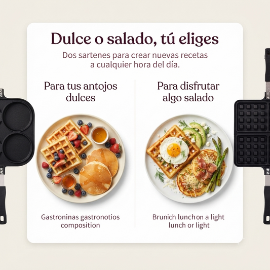 Set de Sartenes La Soluzione – Waffles Belgas y Pancakes Americanos