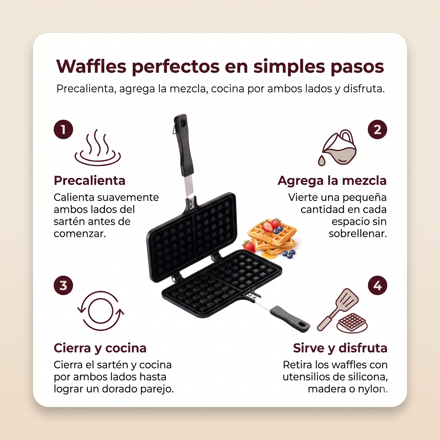 Sartén para Waffles Belgas La Soluzione – Waflera Casera