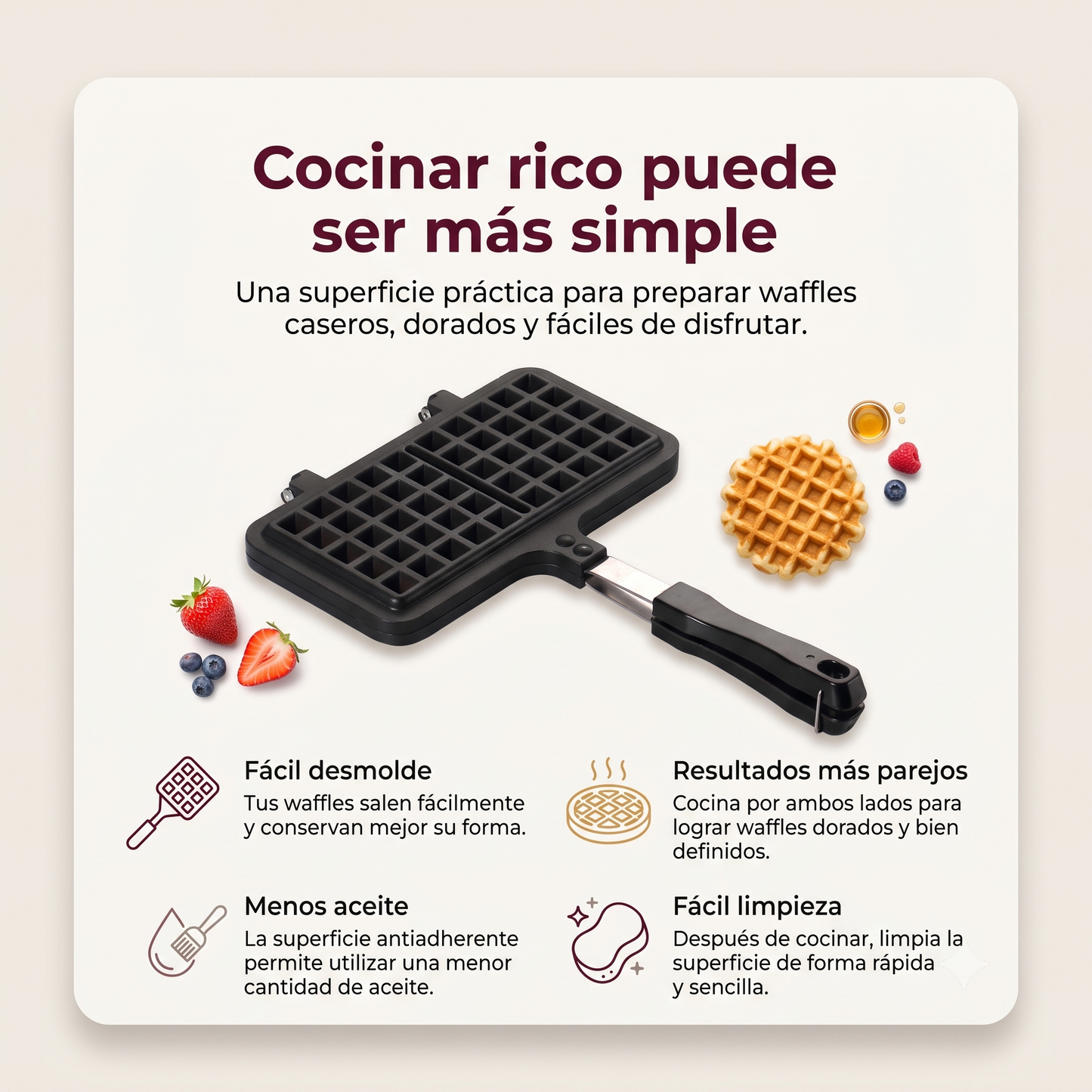 Sartén para Waffles Belgas La Soluzione – Waflera Casera