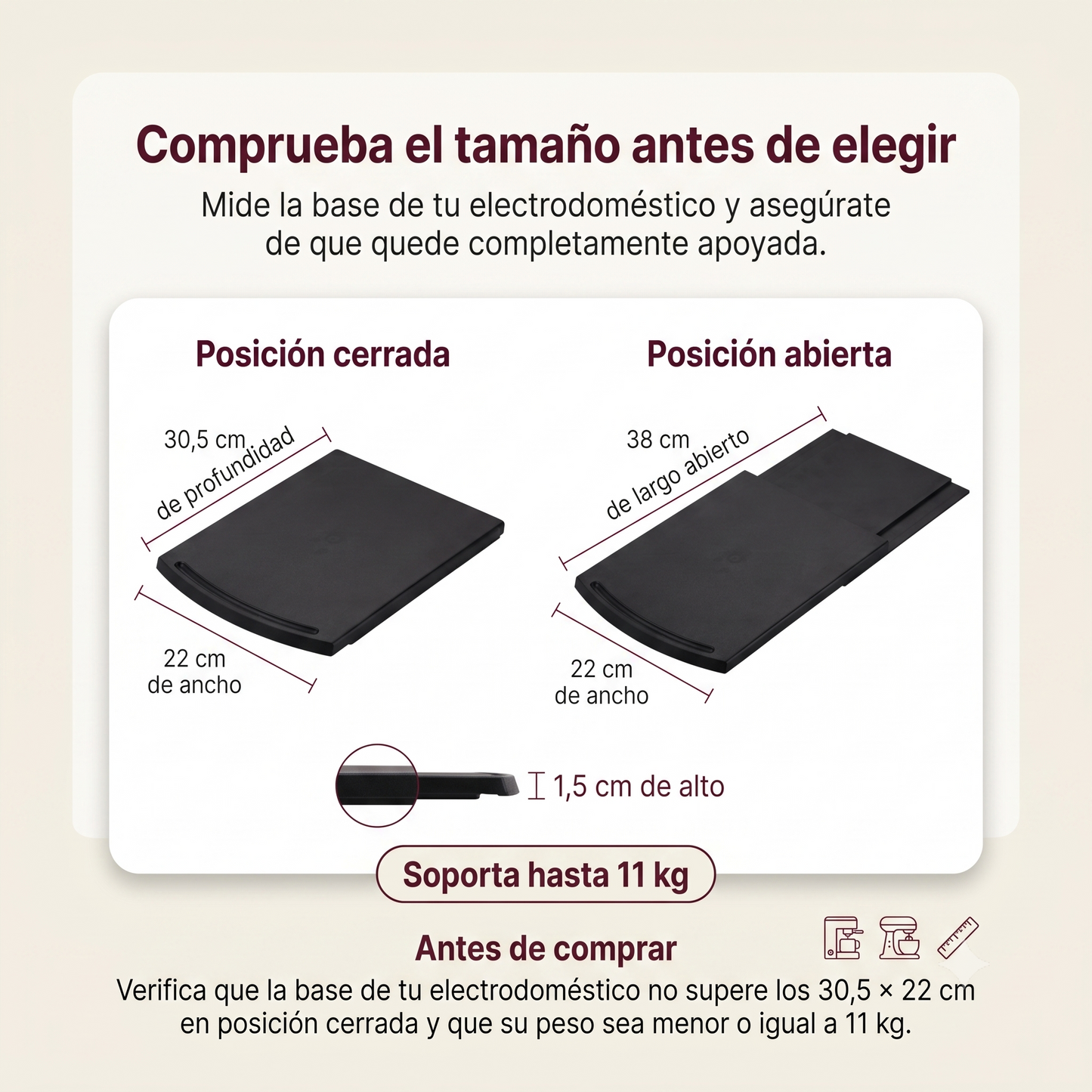 Bandeja Deslizante para Electrodomésticos La Soluzione – 22x30,5 cm
