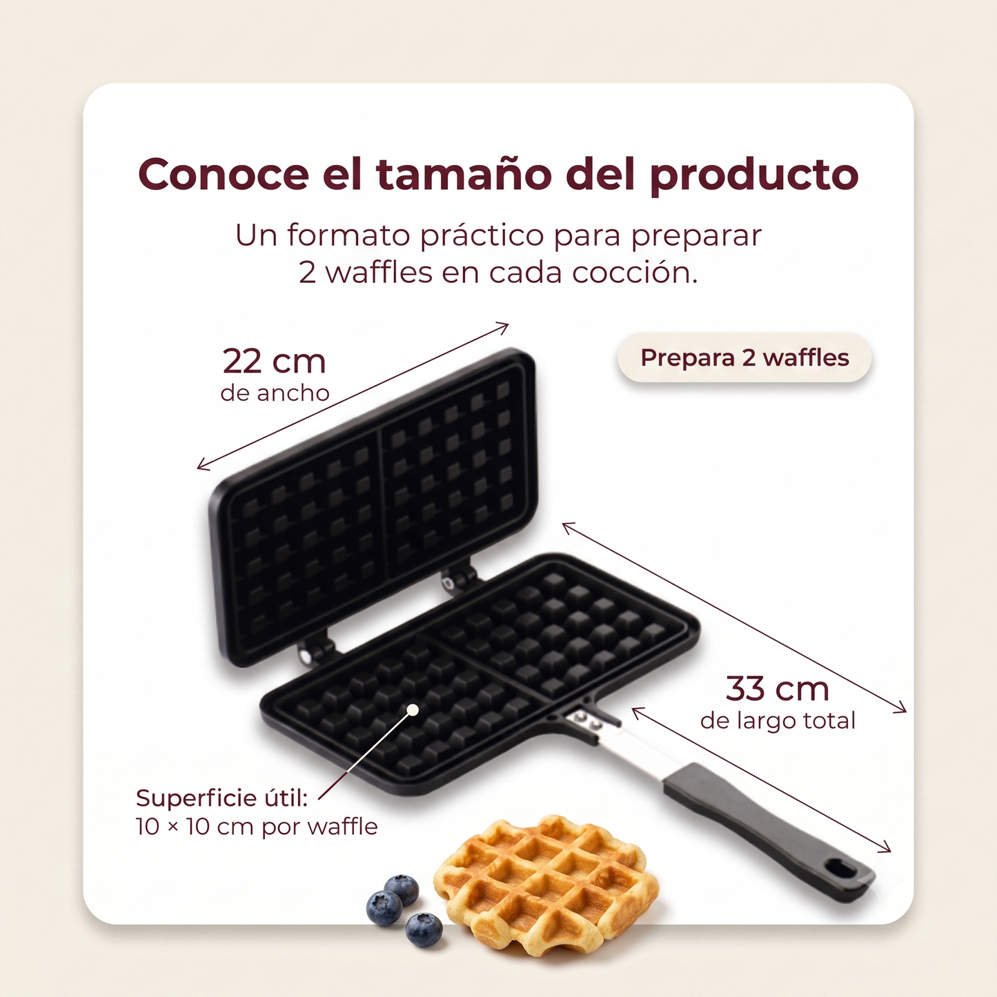 Sartén para Waffles Belgas La Soluzione – Waflera Casera